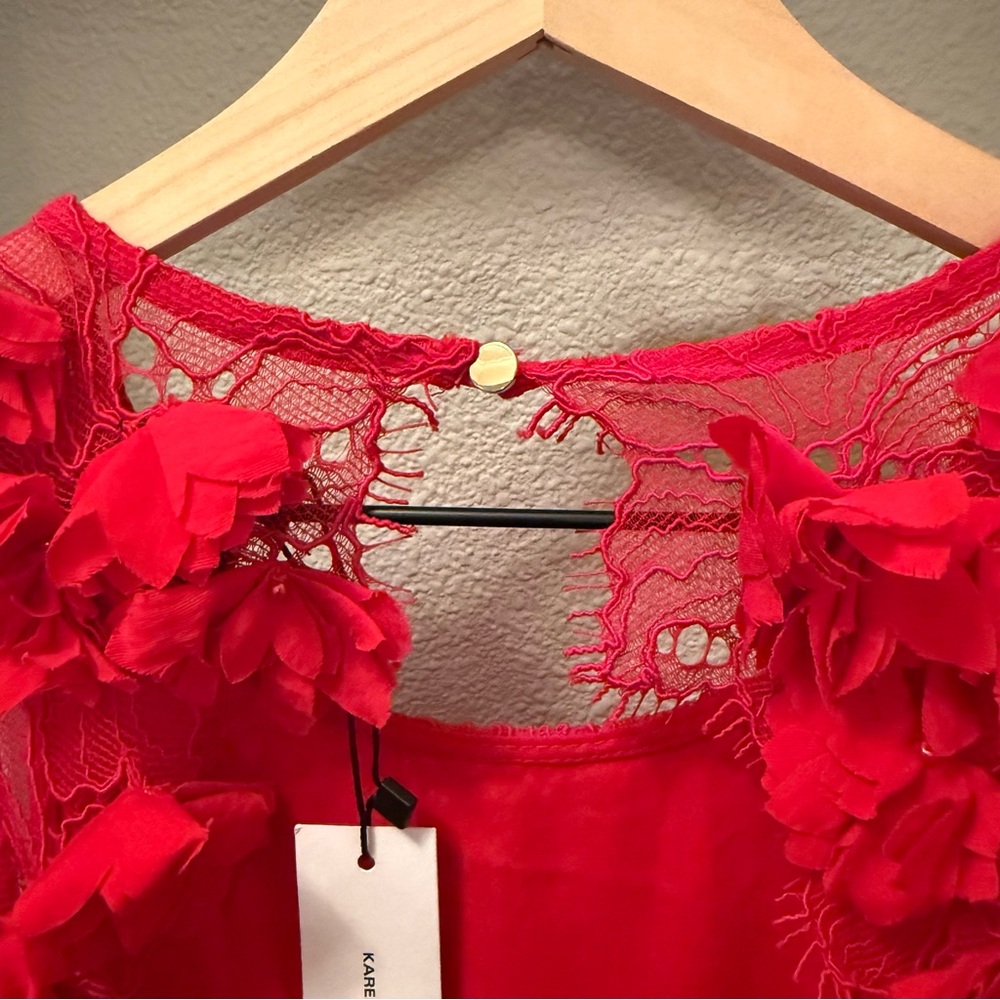 Red Floral Appliqué Lace Midi Dress – NWT – Size 8 - Picture 14 of 15
